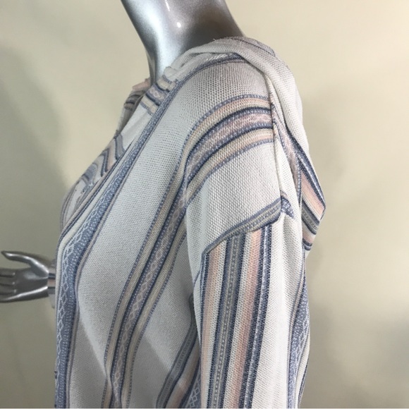 WallFlower Vintage Classic Baja Stripe V-Neck Hoodie Size Large Light Weight - Picture 6 of 16